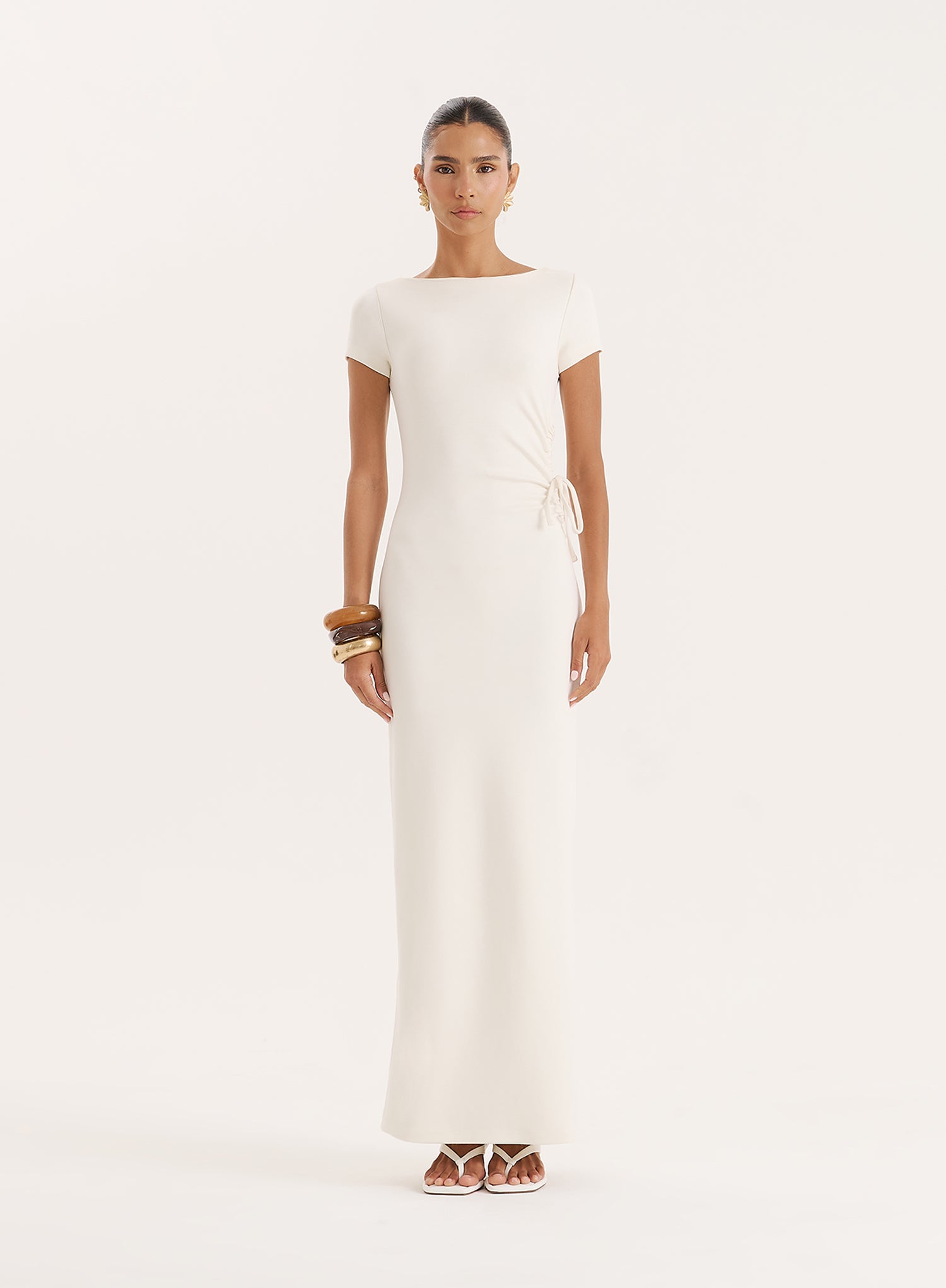 Off White Jersey Cut Out Maxi Dress